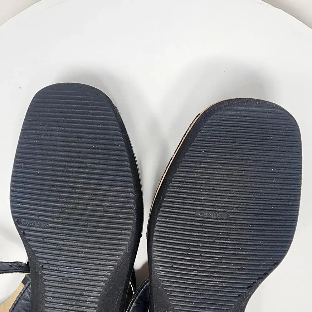 PONS Mediterranean Avarca Sandals Black Leather Adjustable Ankle Strap 524 - Picture 14 of 14